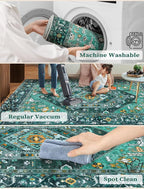 SERISSA Boho Washable Runner Rug, 2x5 Rug Runner Non-Slip Vintage Teal Hallway - Image 2
