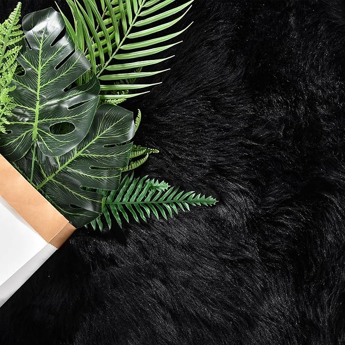 Goolela Black Area Rug 9x12 Fluffy Fuzzy Furry Rug - Image 8