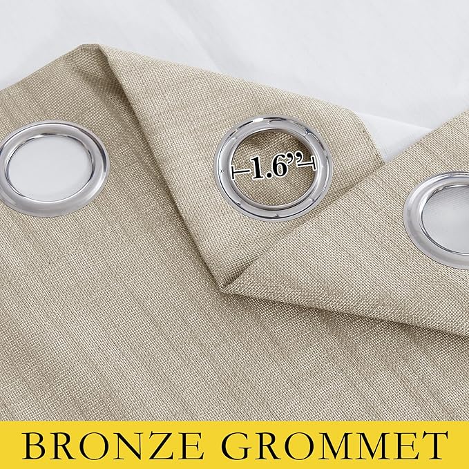 NICETOWN Taupe 100% Blackout Linen Curtains 72 inch Long Burg, Farmhouse Thick - Image 5