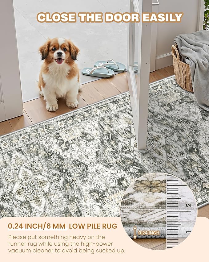Runner Rug 2x8 Runners for Hallways Non Slip Washable, Vintage Hallway Runner - Image 6