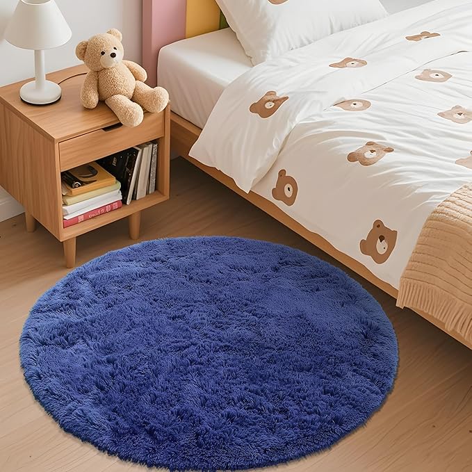 OLANLY Navy Blue Round Rugs for Bedroom - Image 3
