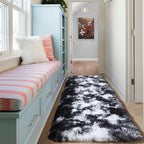 ONASAR Runner Rugs for Bedroom Living Room, Fluffy Black and White 2x6 Bedside - Image 7