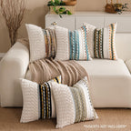 Boho Chenille Tufted Couch Throw Pillow Covers 18x18 Inch Set of 2 Farmhouse Striped Decorative Pillow Covers Accent Neutral Pillowcase Black Yellow Cushion Cover for Living Room Sofa Bed