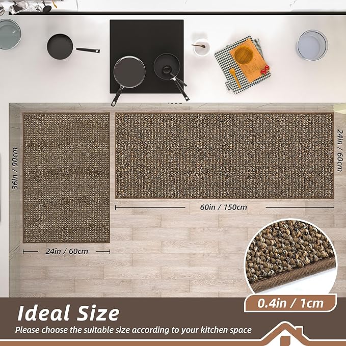BEQHAUSE Kitchen Rugs and Mats 2PCS, Non-Slip Kitchen Mats - Image 2