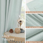 LAMIT Bedroom Linen Curtains 45 Inch Long, Light Filtering Neutral Window - Image 7