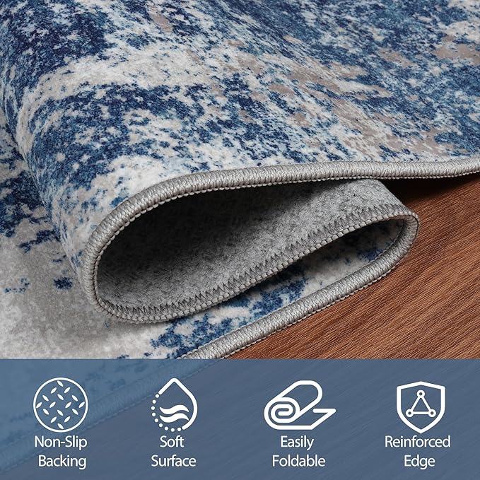 10x14 Area Rugs for Living Room Rug Washable: Abstract Large Rug Indoor Modern - Image 3