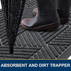 Smiry Front Door Mat Outside Entrance, Heavy Duty Sturdy Natural Rubber Doormat - Image 3