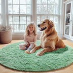 ONASAR Sage Green Round Area Rug 4ft, Fluffy Soft Bedroom Circle Rugs - Image 6