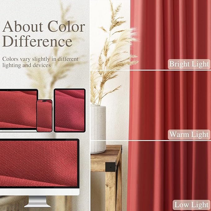 Christmas Red Linen Curtains 63 Inch Length - Image 3