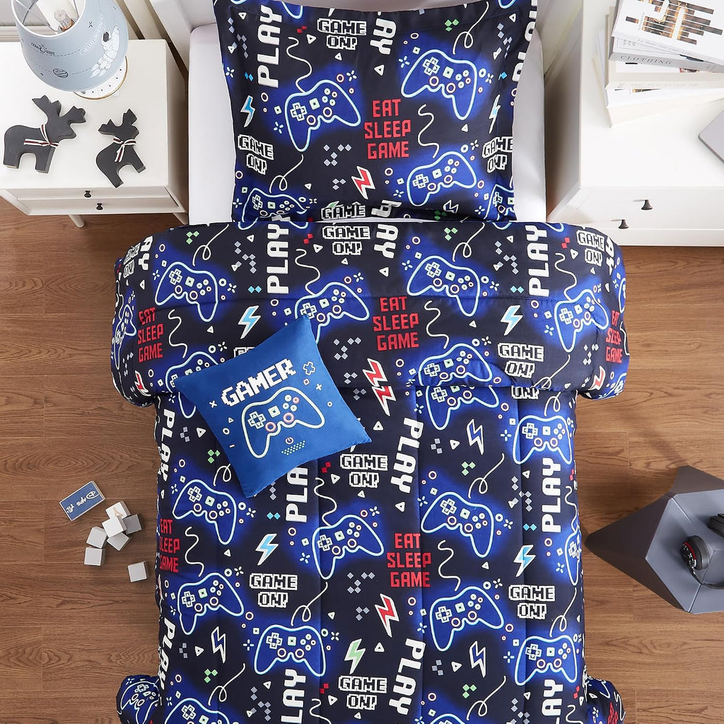 Twin Bedding Sets for Boys - 3 Pieces Gamer Bedding Twin Comforter Set