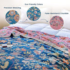 MSGKV Boho Throw Blanket for Bed 60"x80" 100% Cotton Twin Floral Blanket Spring - Image 3