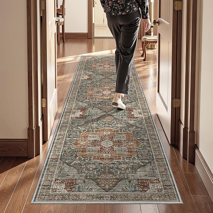 Kitchen Runner Rug Non Slip Washable 2.5x8, Soft Low Pile Entryway Rug Runners by Restydon