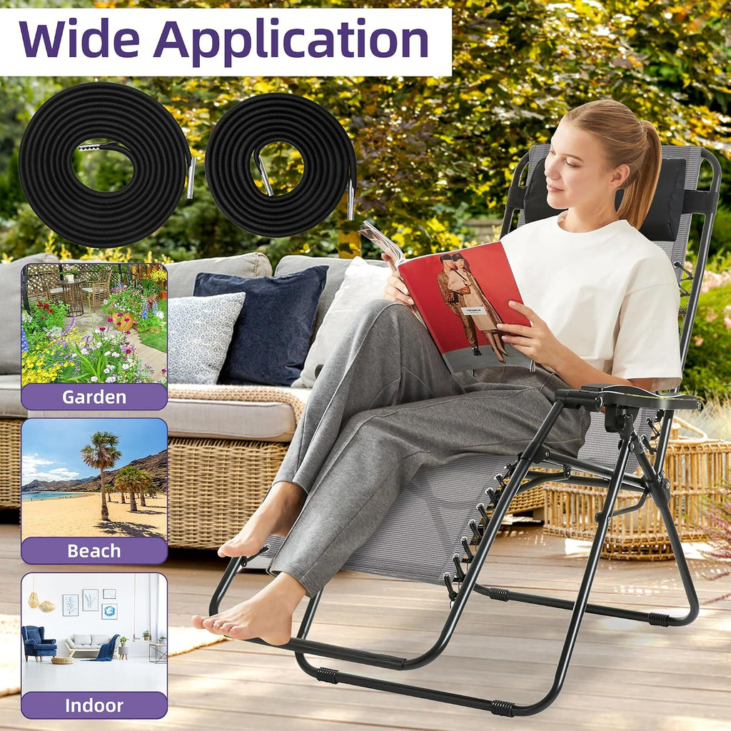 12 Pack Replacement Cord for Zero Gravity Chair, Black