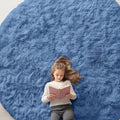 OLANLY Blue Round Rugs for Bedroom by OLANLY