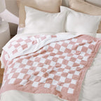 Bedsure GentleSoft Pink Checkered Throw Blanket - Image 4