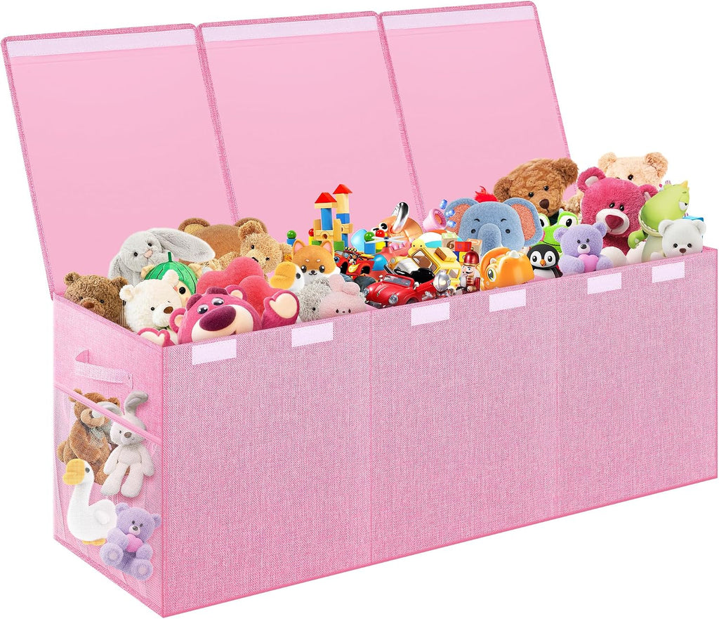 Extra Large Toy Box with Lids, Collapsible Storage Chest, 40"x16"x16" Pink
