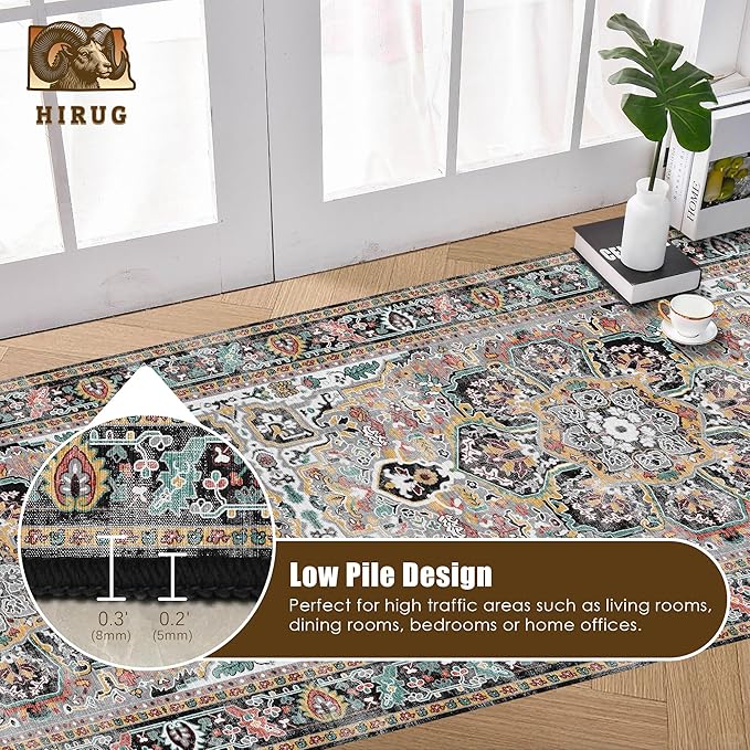 Washable Area Rug 2'6'' x 8' Vintage Traditional Persian Mat - Image 5