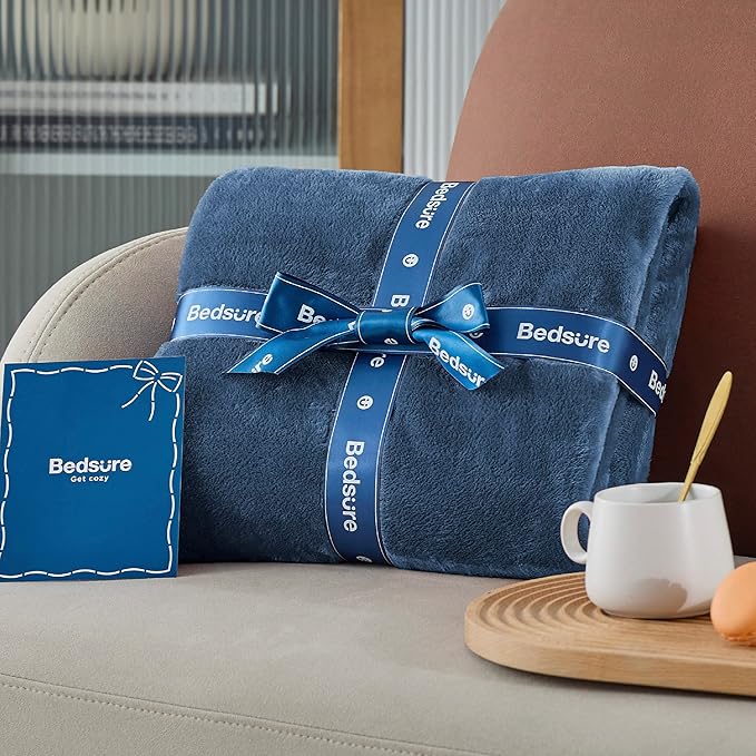 Bedsure GentleSoft Fleece Blanket California King Mineral Blue - Image 7
