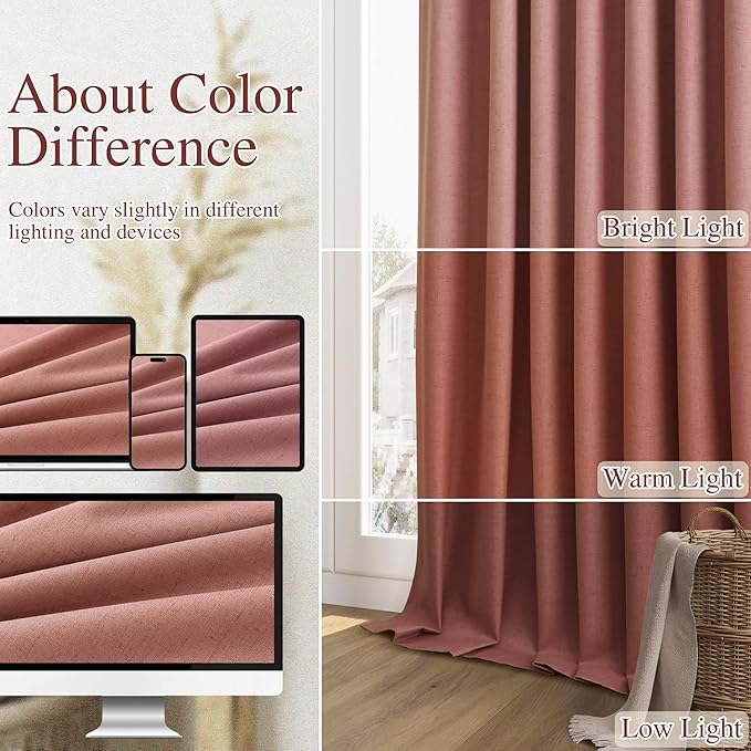 Guken 100% Blackout Curtains 100 Inch Length 2 Panels Set - Image 7