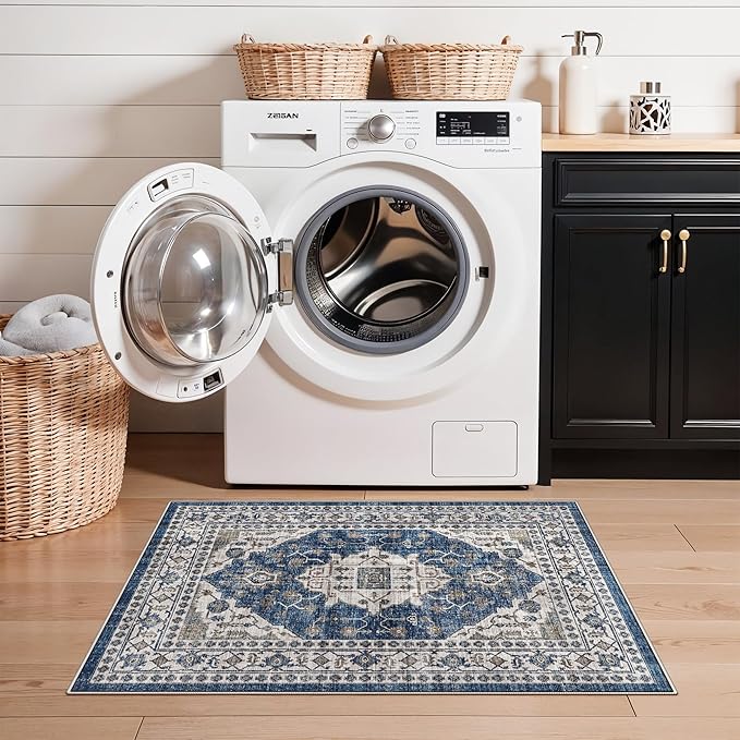 2x3 Washable Vintage Area Rug: Indoor Soft Entryway Rug - Image 2