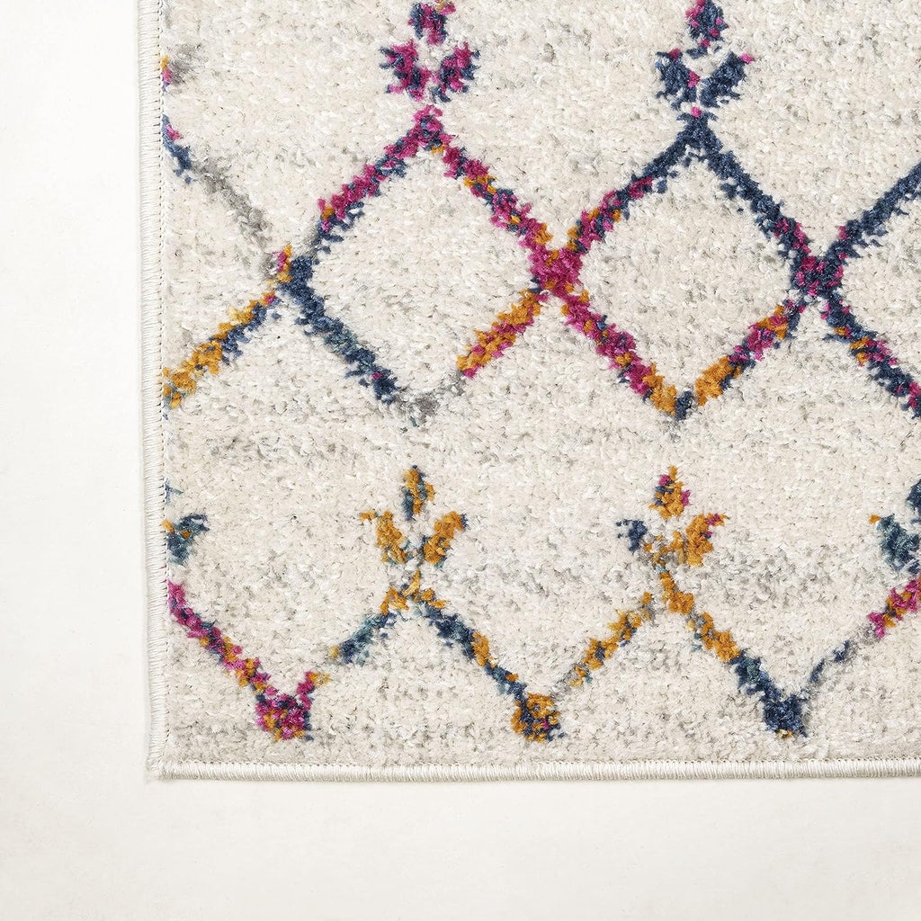 JONATHAN Y Boho Vintage Diamond Cream/Multi Runner Rug 2X8 ft, Moroccan Hype for Living Room, Bedroom, Kitchen, Office, Easy-Cleaning, High Traffic, Pet-Friendly, Non-Shedding (MOH101H-28)