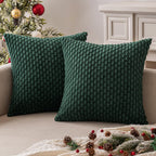 MIULEE Christmas Decorative Throw Pillow Covers 18x18 Dark Green Textured