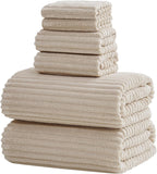 6 Piece Bath Towel Set, 30"x60" Microfiber Towels, Beige