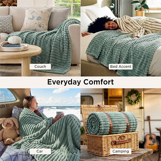 Bedsure GentleSoft Sage Green Throw Blanket - Image 4