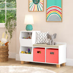 RiverRidge Kids Catch-All Cubby Storage Bench with Cushion, White