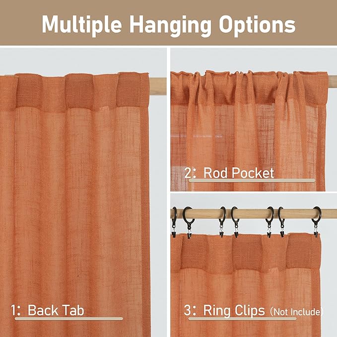 LAMIT 36 Inch Length Linen Curtains - Image 3