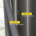NICETOWN Grizzle Gray Vintage Linen 100% Blackout Curtains - Image 6