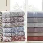 Modern Threads Charlize 6-Piece 100% Cotton Towel Set – Reversible Yarn Dyed Jacquard & Solid – Includes 2 Bath Towels, 2 Hand Towels, 2 Washcloths – Absorbent, Quick Dry, Soft & Durable – Fawn