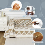 MYSKY HOME Boho Couch Cover for Dogs Washable Khaki Rhombic Couch Sofa - Image 4