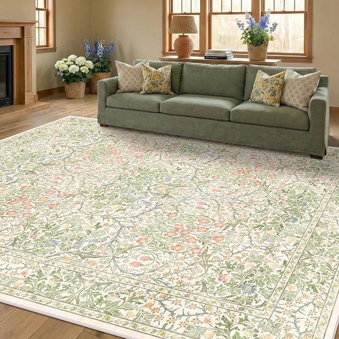 Beige Green 6x9 Washable Area Rugs - Image 8