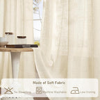 LAMIT Beige Linen Curtains for Living Room 80 inch Length, Light Filtering Semi - Image 8