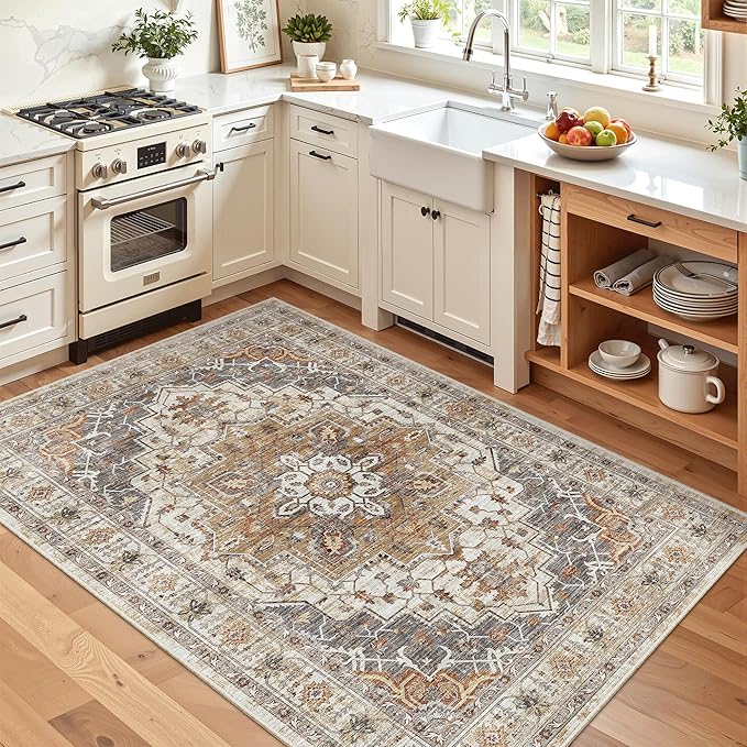 Madane Area Rug 3x5, Washable Vintage Entryway Rugs - Image 2