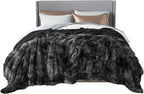 Bedsure GentleSoft Fluffy Tie Dye Black Blankets Queen Size by BEDSURE