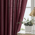 Nanspring Burgundy Linen Curtains Semi Sheer 96 Inches Long 2 Panels Set - Image 4