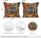 Rustic William Morris Inspired Autumn Forest Decor Throw Pillow Covers 18x18 - Image 2