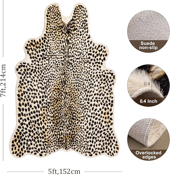 Cheetah Print Rug, Leopard Rug 5.2x7 Faux Animal Print Skin Cheetah Area Rug - Image 2