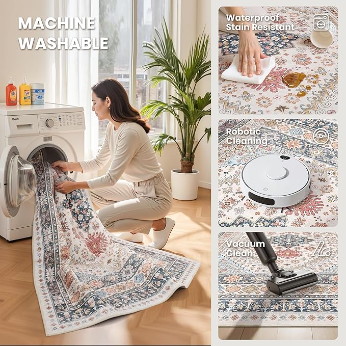 zesthome 8x12 Area Rugs for Living Room, Non-Slip Backing Washable Rugs - Image 5