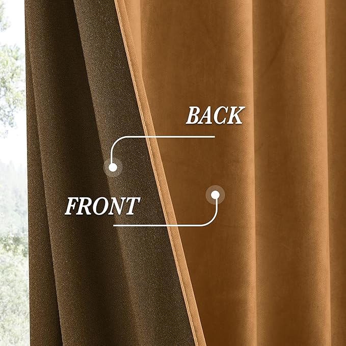 RYB HOME Luxurious Bronze Velvet Curtain Panels - Image 5