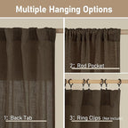 LAMIT Linen Curtains 60 Inch Length 2 Panels, Light Filtering Panels Back Tab - Image 3
