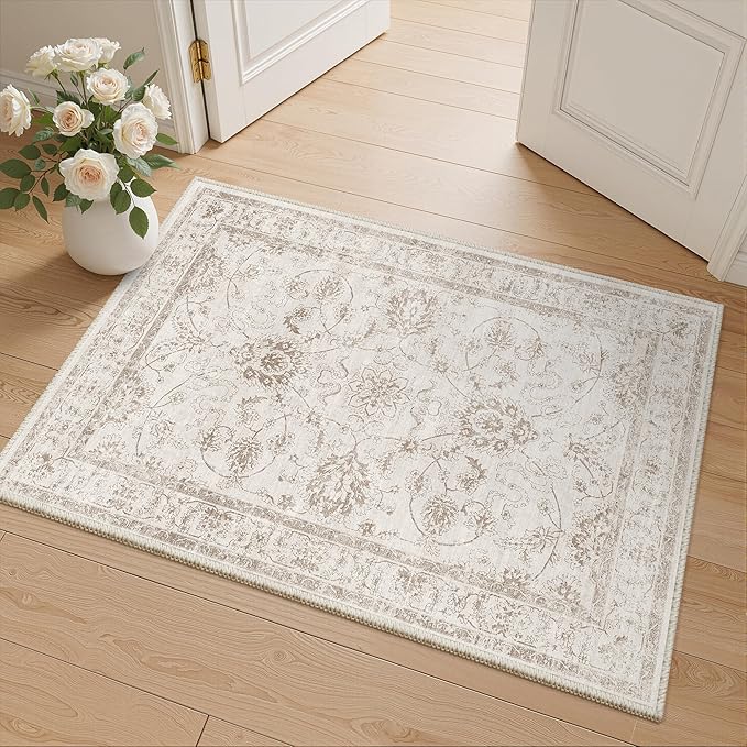 Madane 2x3 Washable Rugs for Entryway, Low Pile Non-Slip Small Area Rug Kitchen by Madane