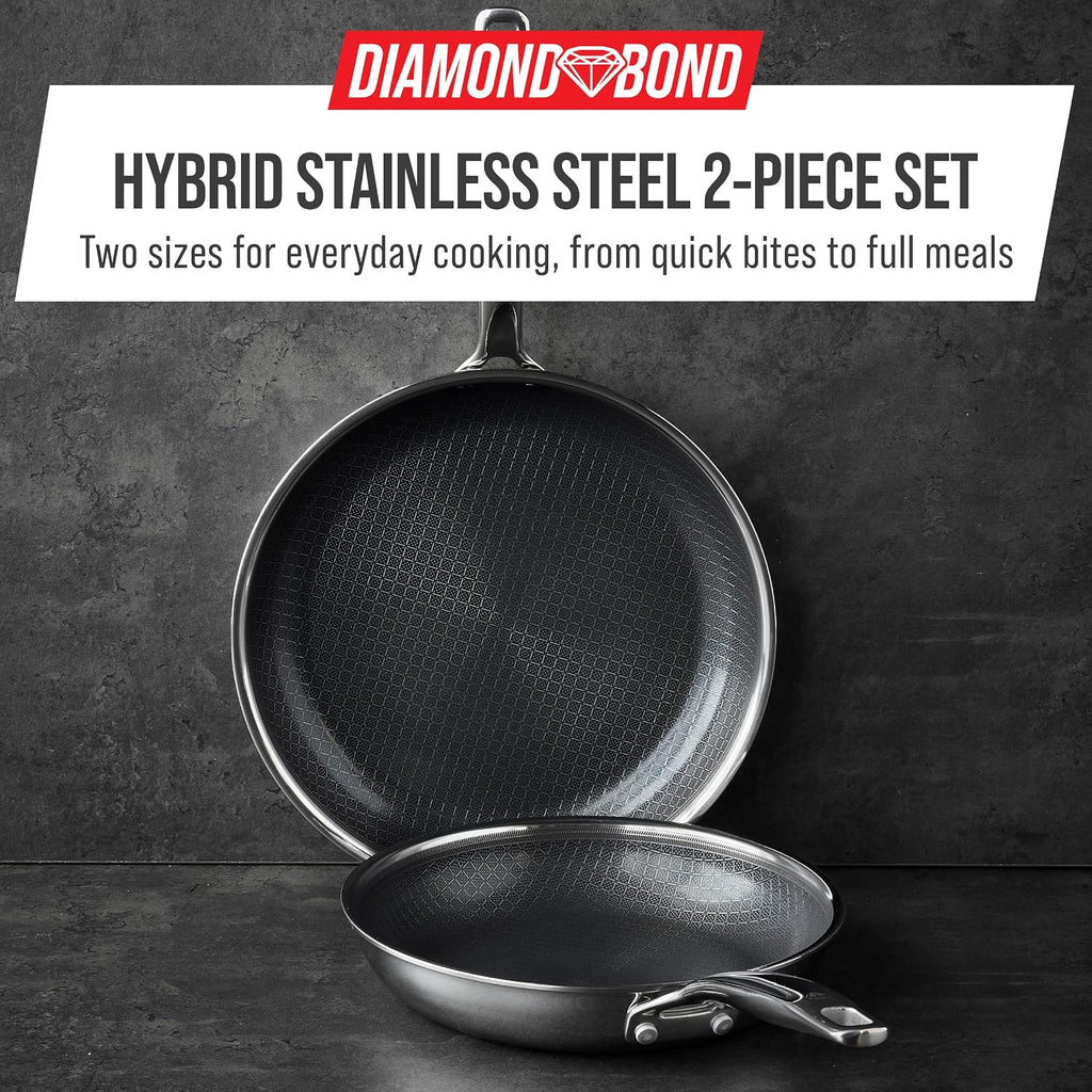 Blue Diamond Hybrid 2 Piece (8"&10") Stainless Steel Nonstick Fry Pan Set