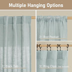 LAMIT Semi Sheer Linen Curtains 36 Inch Length 2 Panels, Light Filtering Panels - Image 2