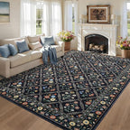 GarveeHome Grey Floral Rug 4x6 Rug Machine Washable Area Rug by GarveeHome