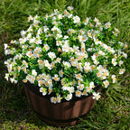 Outdoor Fake Flowers, Artificial Flowers for Outdoors, 12 Bundles Faux Plants with Silk White Flowers for Porch Decor Garden Patio Home Aesthetic