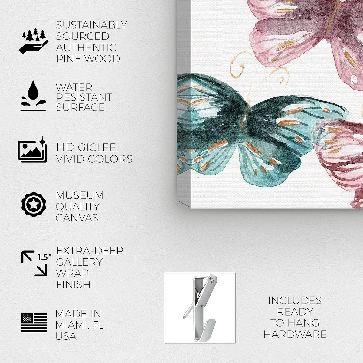 The Oliver Gal Artist Co. Animals Wall Art Canvas Prints 'Blooming Butterflies' Insects