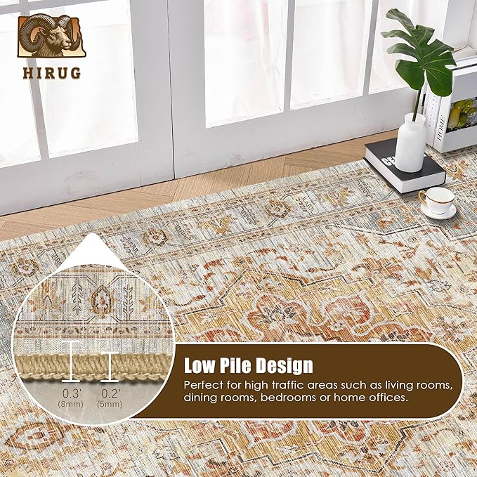 Washable Area Rug 5' x 7' Vintage Traditional Persian Mat - Image 5